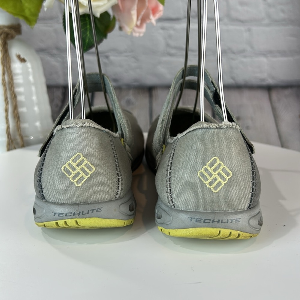 COLUMBIA Gray Suede & Canvas Mary Jane Tech Lite Omni-Grip Hiking Walking Flats - Picture 4 of 17